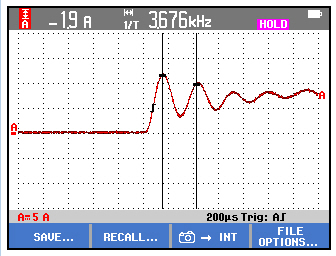 Bild 0014: Vermessung der Hochfrequenz in den Überschwingern aus dem Beispiel oben